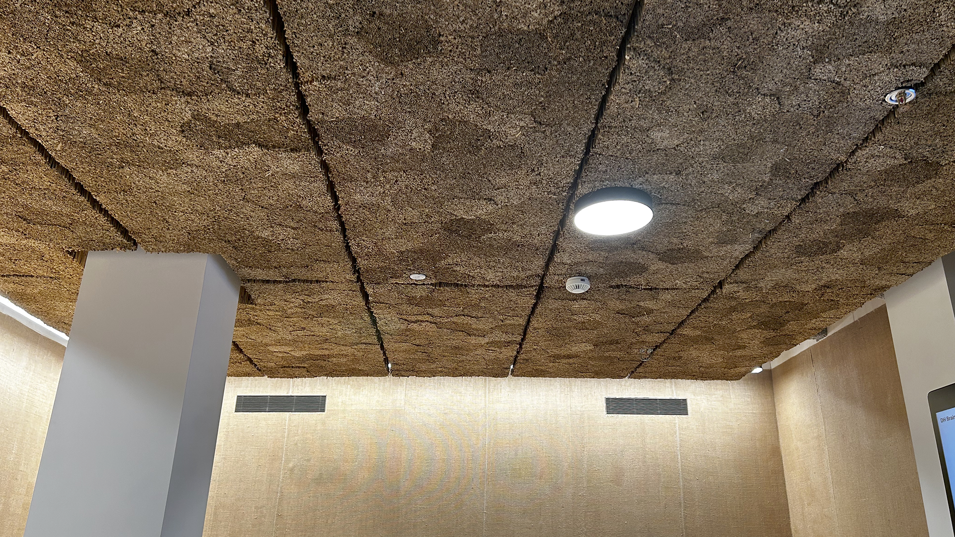 akoestisch riet aan het plafond gemonteerd