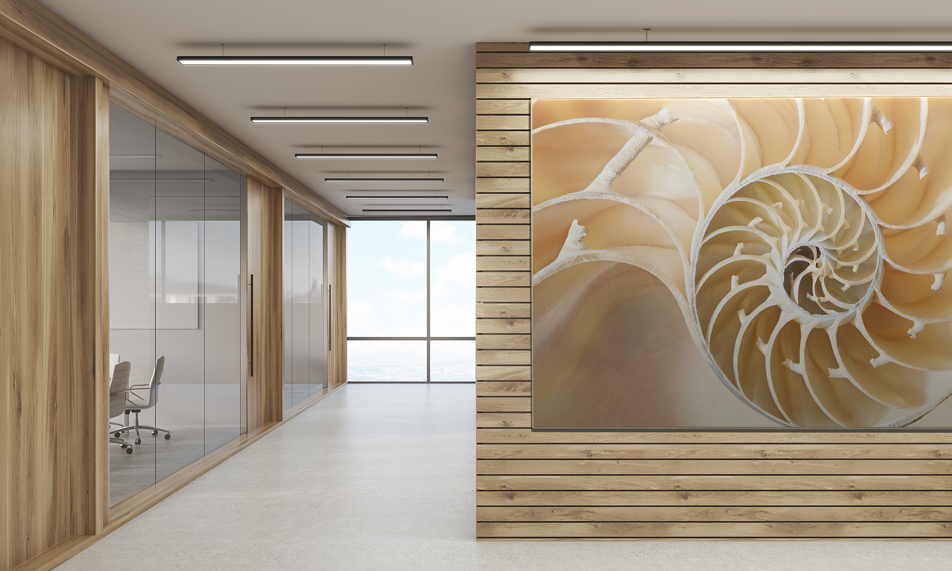 decoratieve- en geluiddempende fotopanelen voor op kantoor.