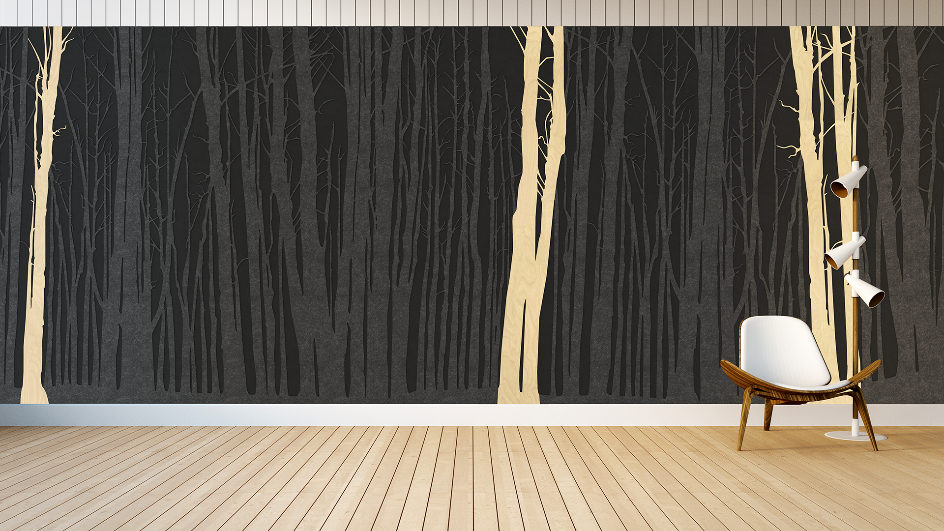 PETFelt berkenbos met echte houten bomen